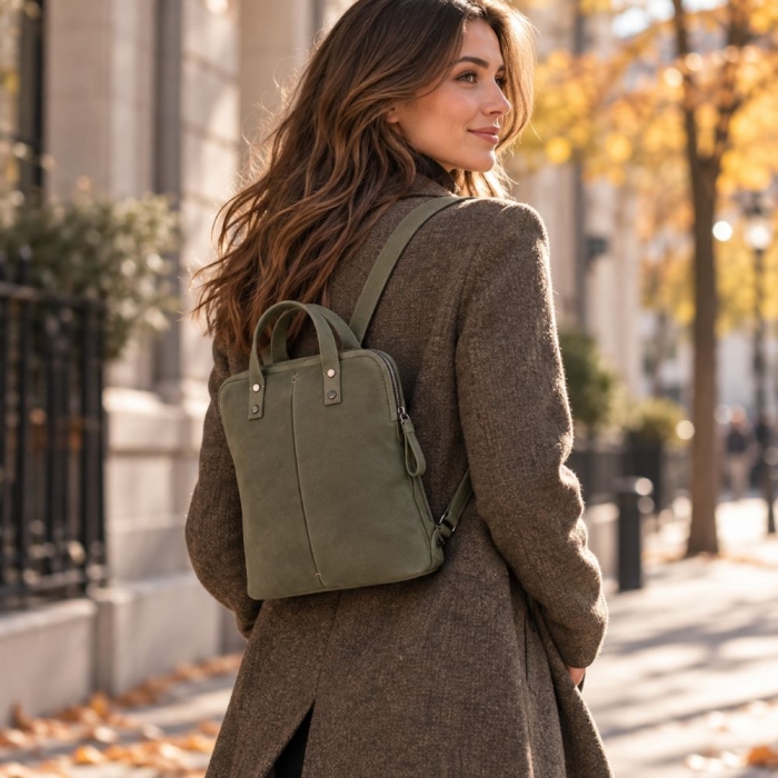 Preview: LITTLE BACKPACK SUEDE GREEN